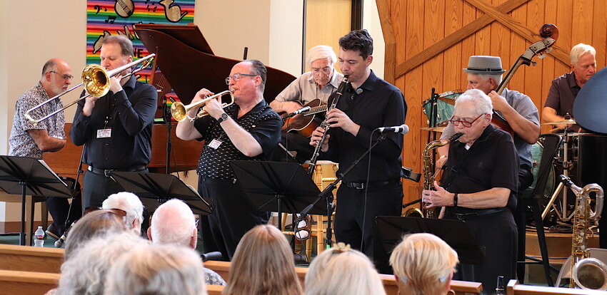 After nine years, James Dapogny's Chicago Jazz Band reunites to play at Evergreen Christian Church.